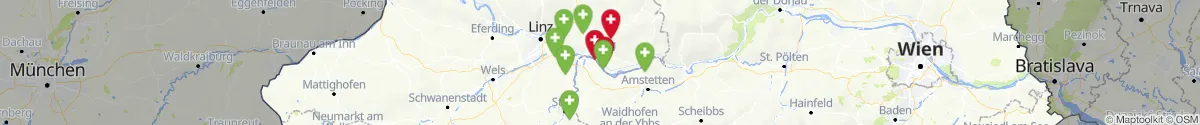 Kartenansicht für Apotheken-Notdienste in der Nähe von Waldhausen im Strudengau (Perg, Oberösterreich)